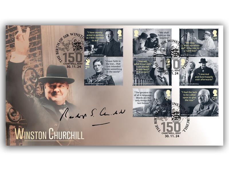 Sir Winston Churchill full-set, signed by Lt Randolph Spencer-Churchill