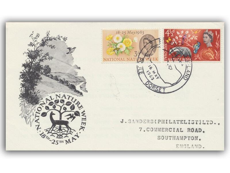 1963 Nature, phosphor, Brownsea Island postmark