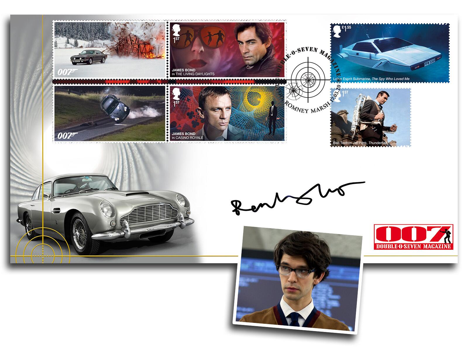 Ben Whishaw Autographed James Bond Stamps Collectible