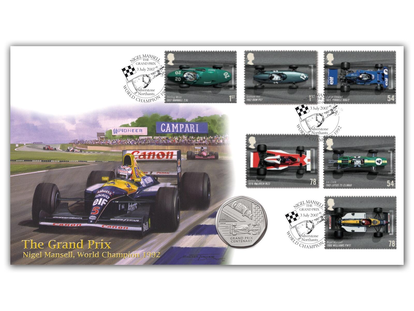 Grand Prix Champion Nigel Mansell & Formula One 50p Coin