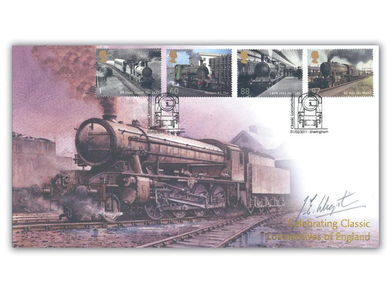 Classic Locomotives of England - BR WD Austerity Stamp Cover Signed John Wigston