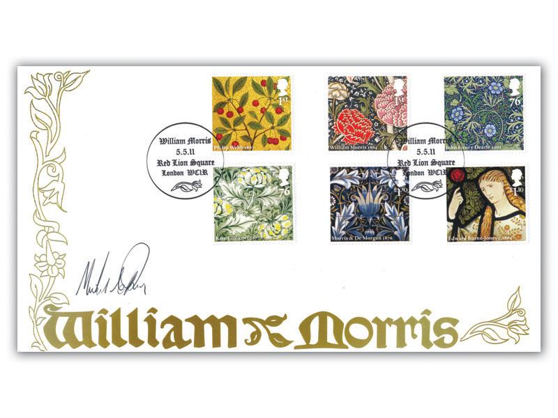 William Morris 150 Stamp Cover signed Michael Parry