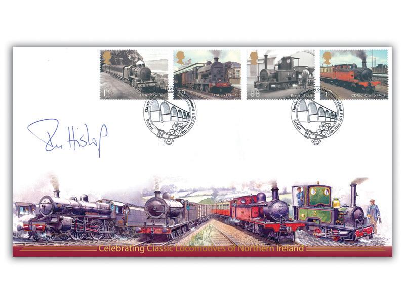 Locos of Northern Ireland Stamps from Miniature Sheet Cover Signed Ian Hislop