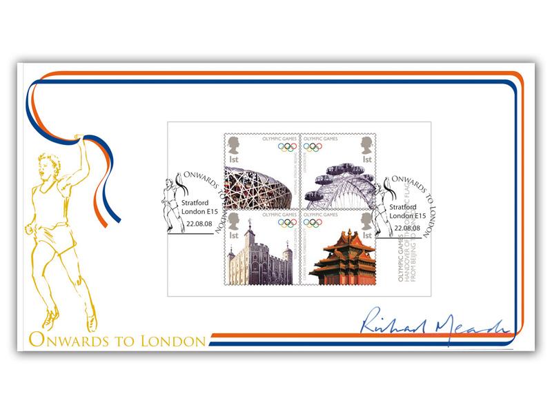 Olympic Handover Miniature Sheet, signed by Richard Meade
