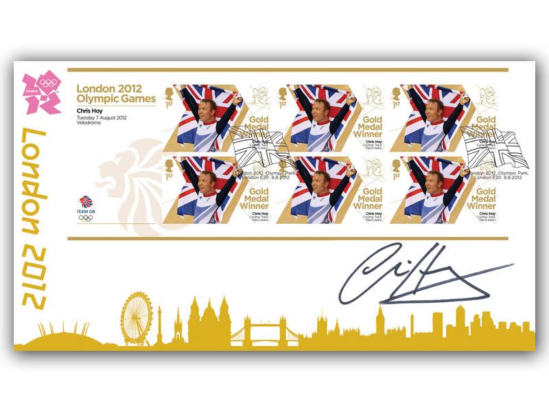 Chris Hoy Wins His Second Gold Miniature Sheet Cover Signed