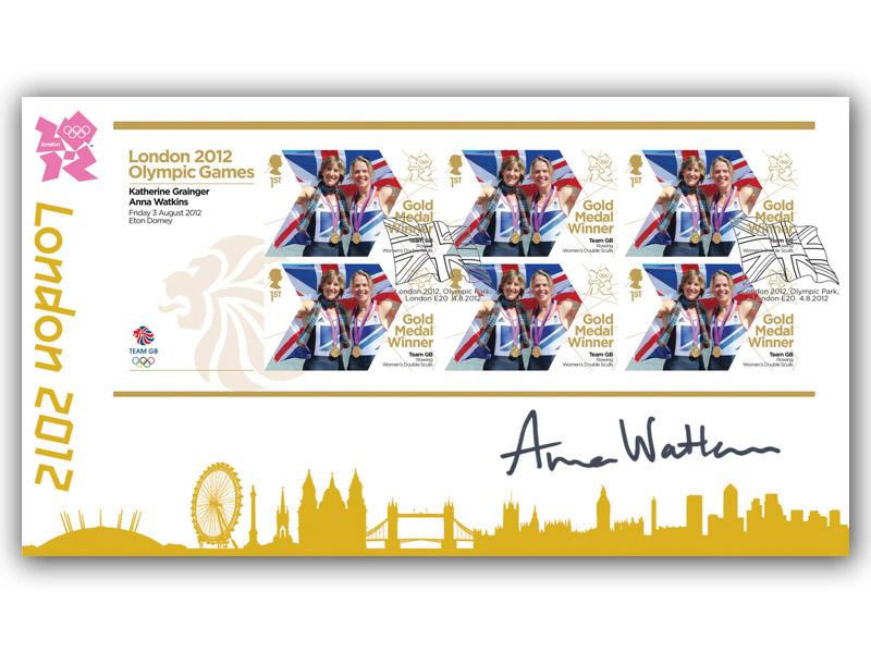 2012 Olympics miniature sheet, Katherine Grainger & Anna Watkins, signed Anna Watkins
