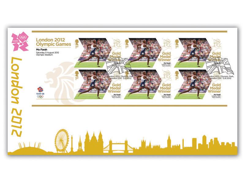 Mo Farah Wins Gold in Athletics Miniature Sheet Cover