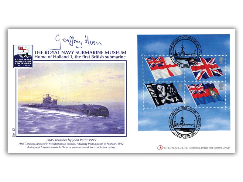 Royal Navy Flags and Ensigns Miniature Sheet Cover, signed by Geoff Hoon