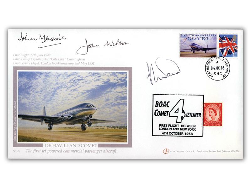 Comet first flight - Heathrow Airport CDS, signed by John Wilson, John Massie and Stephen Wand