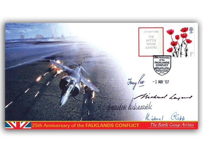 2007 Falklands Conflict - The Battle Group Arrives, signed by Michael Clapp, Michael Layard, Ronald Warwick, Anthony Pitt