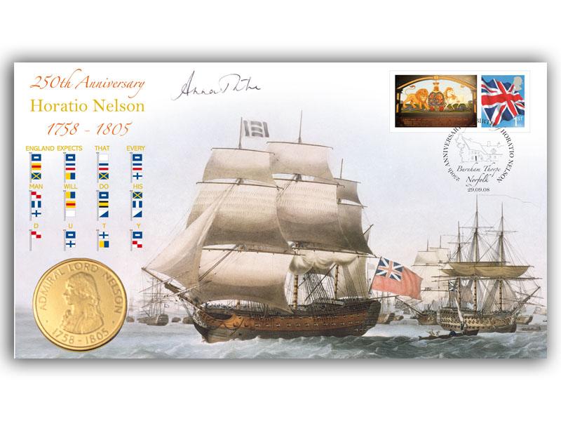 2008 Lord Nelson coin cover, signed Anna Tribe