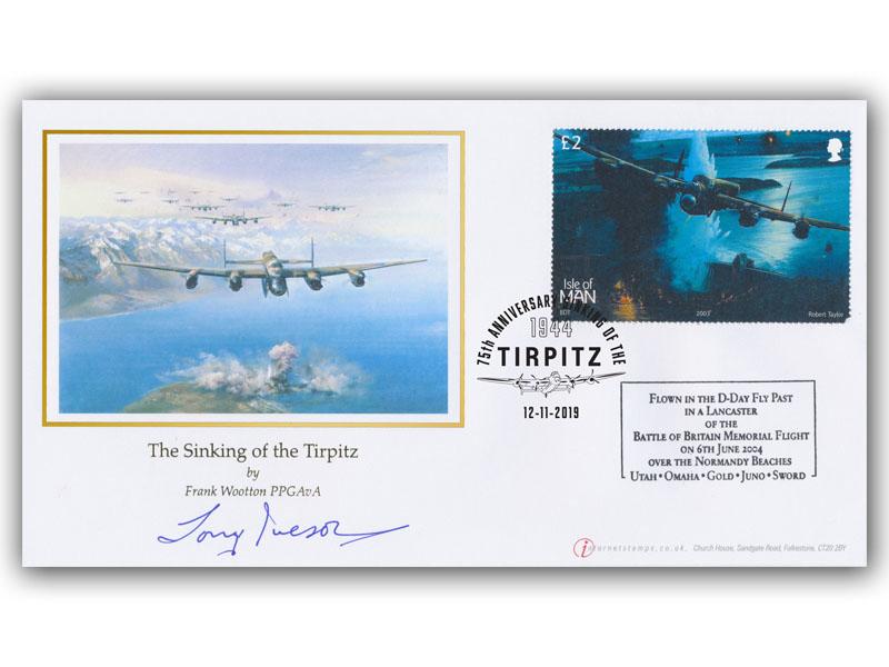 60th Anniversary of the Sinking of the Tirpitz Isle of Man Flown Cover, signed Tony Iveson