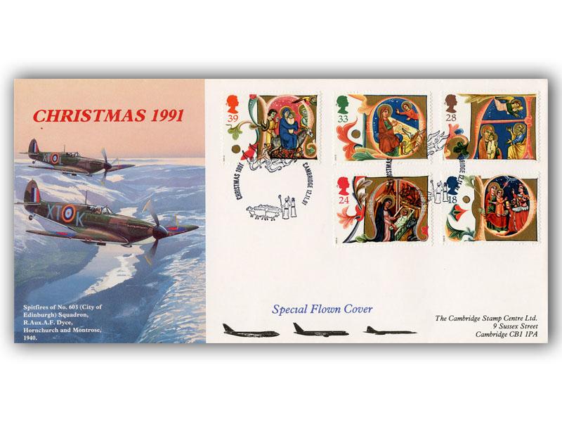 1991 Christmas, Spitfire Cambridge Stamp Centre official