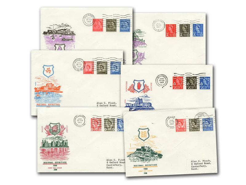 1969 4d Regionals Full Set, each with the previously issued other 4d values for each country