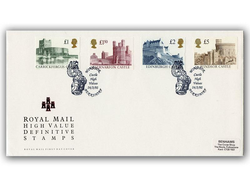 1992 Castle High Values, Windsor postmark, Royal Mail cover
