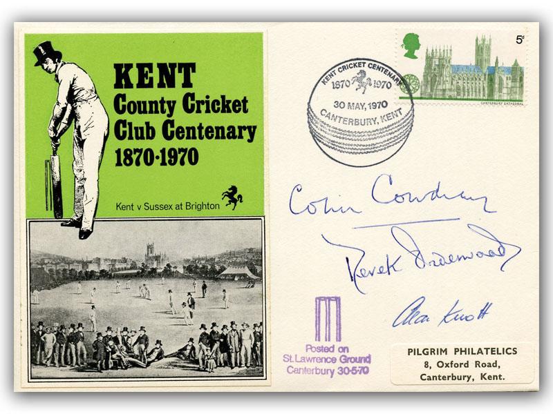Colin Cowdrey, Derek Underwood, Alan Knott signed 1970 Kent Centenary cover
