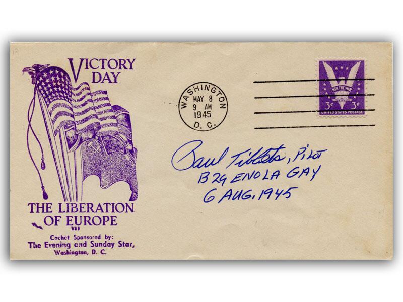 Paul Tibbets signed 1945 Liberation of Europe cover