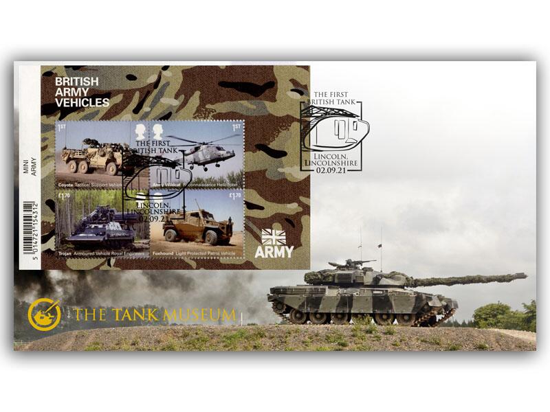 British Army Vehicles Barcoded Miniature Sheet Cover