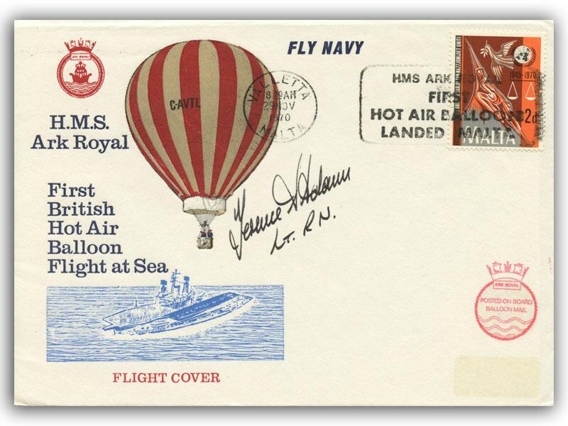 1970 HMS Ark Royal, Balloon Flight, Pilot Signed