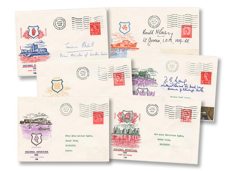 1969 Set of 6 Regional cover, 3 are signed