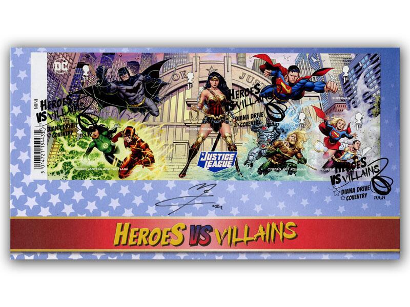 DC Comics - Justice League Barcode Miniature Sheet First Day Cover signed by John McCrea