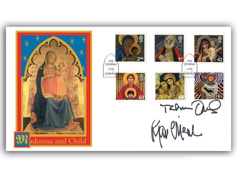 Christmas 2005 stamps - Madonna and Child, signed by Ryan and Tatum O'Neal
