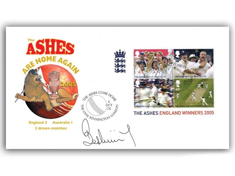 England Ashes Win - Miniature Sheet, signed by Bob Willis