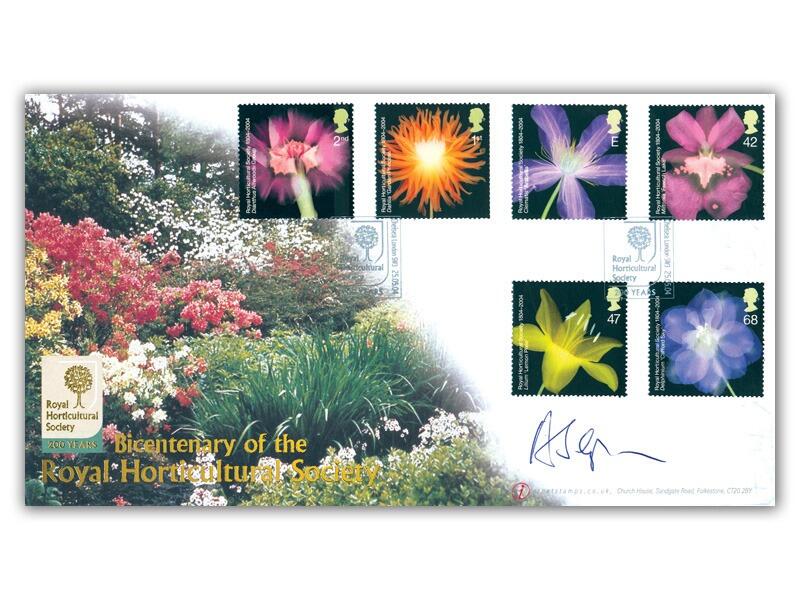 Bicentenary of the Royal Horticultural Society - stamps, signed by Dr Andrew Colquhoun