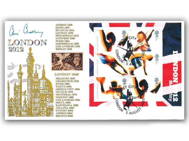 London Wins 2012 Olympic Bid - miniature sheet, signed by Sir Christopher Chataway