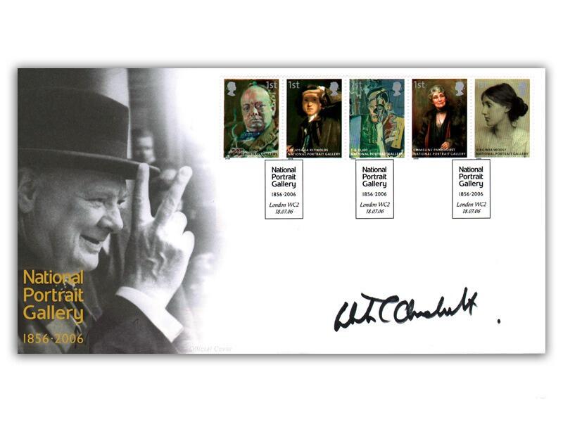 National Portrait Gallery - Churchill, signed by Winston Spencer Churchill (Grandson)