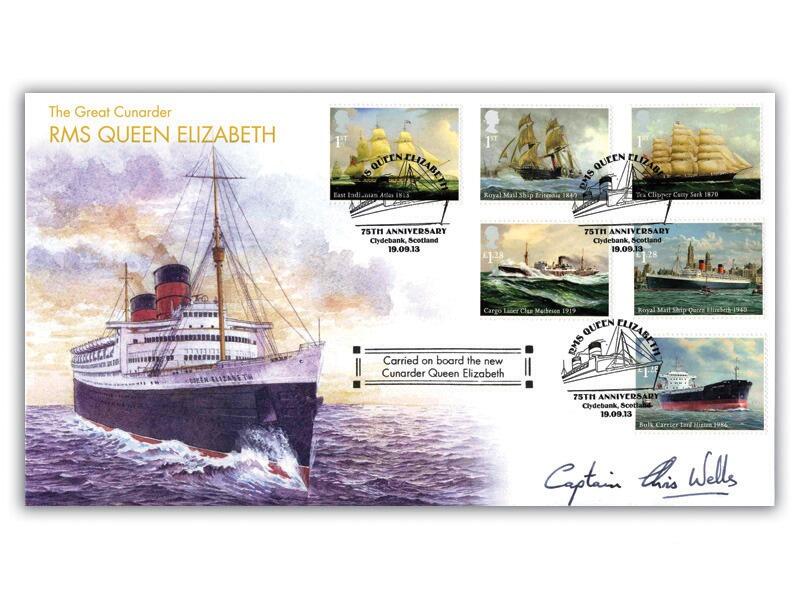 The Merchant Navy, RMS Queen Elizabeth, signed by Captain Chris Wells