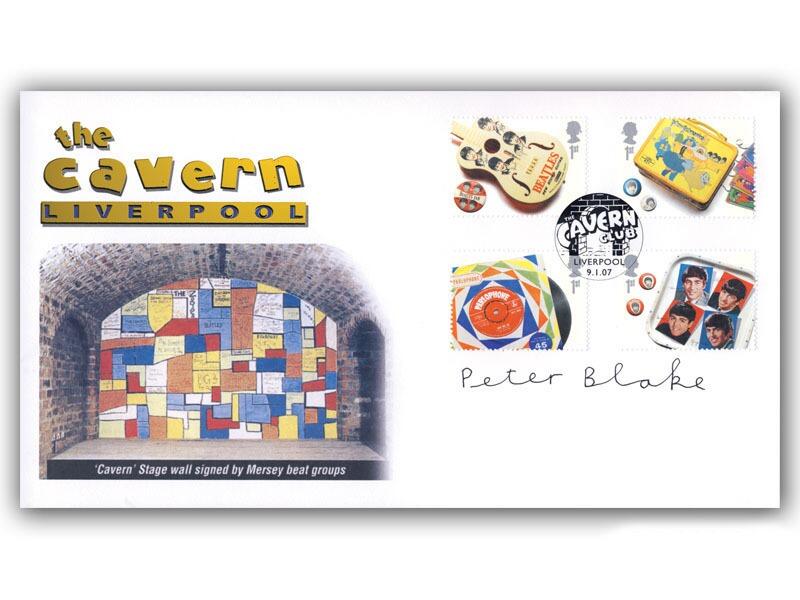 The Beatles Cavern Club Stamps from Miniature Sheet, signed Sir Peter Blake