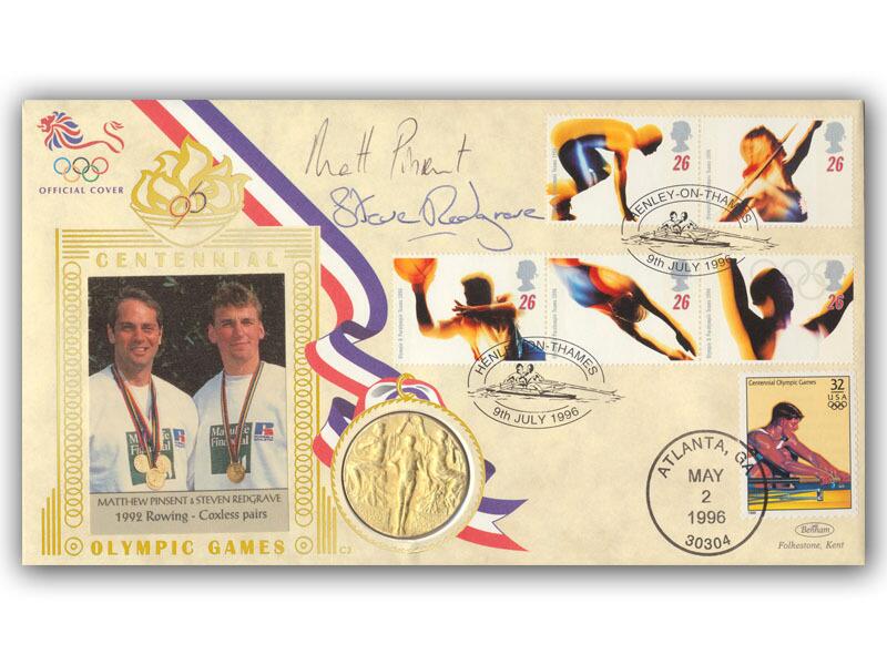 Steve Redgrave & Matthew Pinsent signed 1996 Olympics gold medal cover