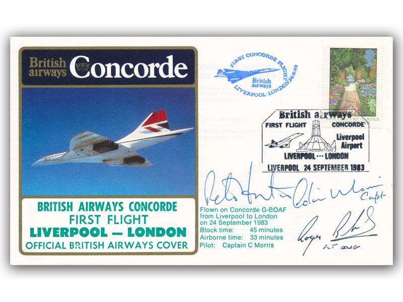 1983 BA Liverpool - London crew signed flown cover
