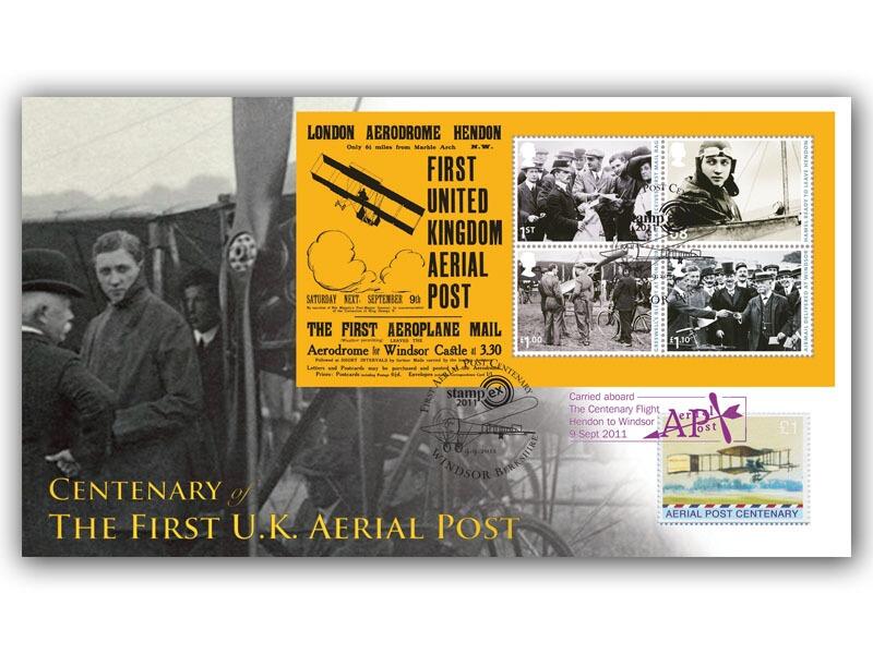 2011 Aerial Post miniature sheet with Windsor, Berkshire postmark