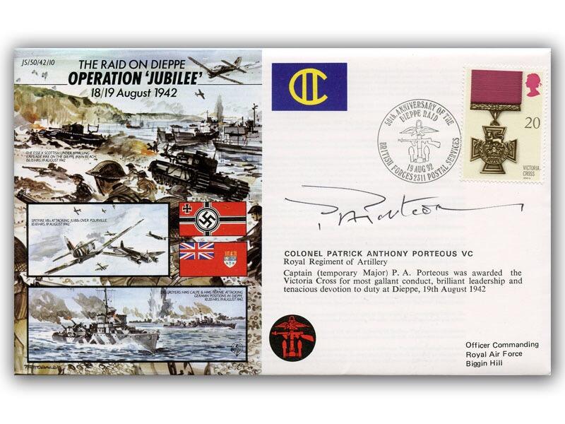 1942 Operation Jubilee, signed Pat Porteous VC