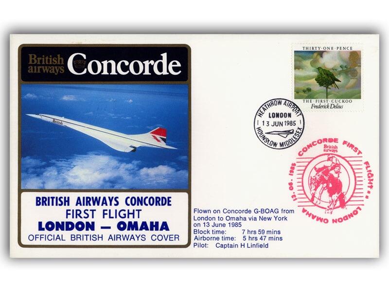 1985 BA Concorde London - Omaha flown cover