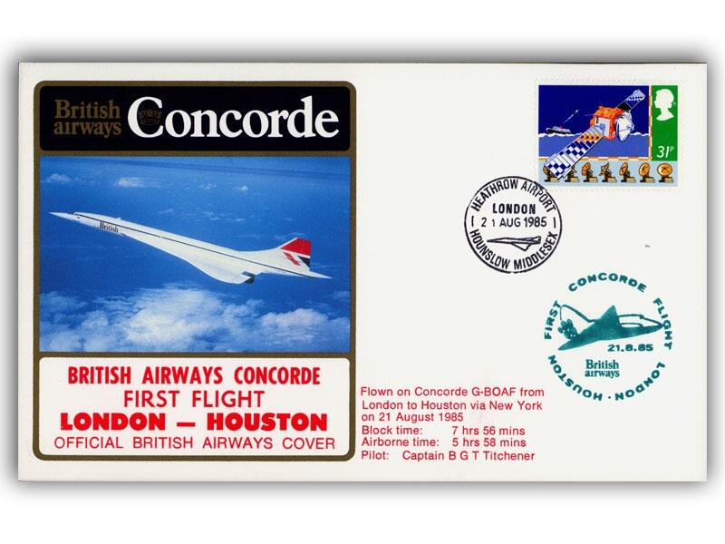 1985 BA Concorde London - Houston flown cover
