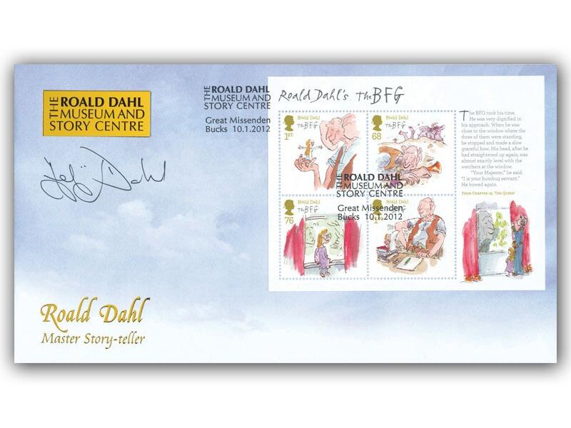 2012 Roald Dahl miniature sheet, signed by Felicity Dahl