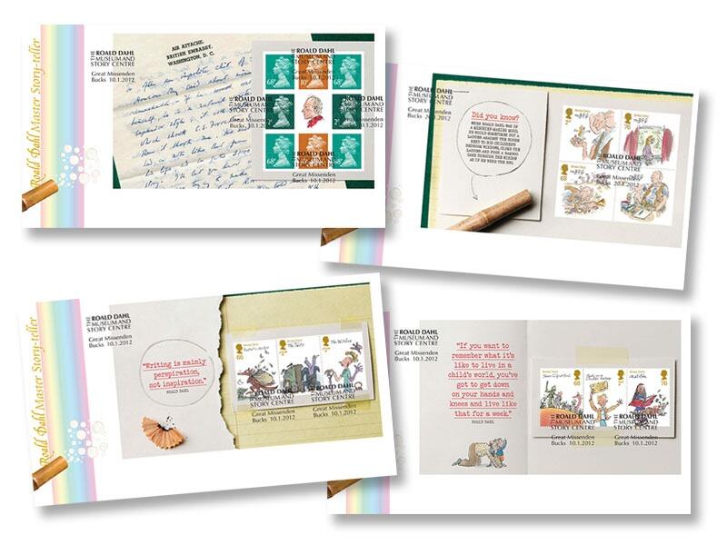 2012 Roald Dahl, Prestige Booklet Set of 4 Covers, Buckingham postmarks