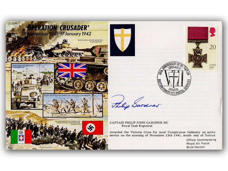 1942 Operation Crusader, signed Philip Gardner VC