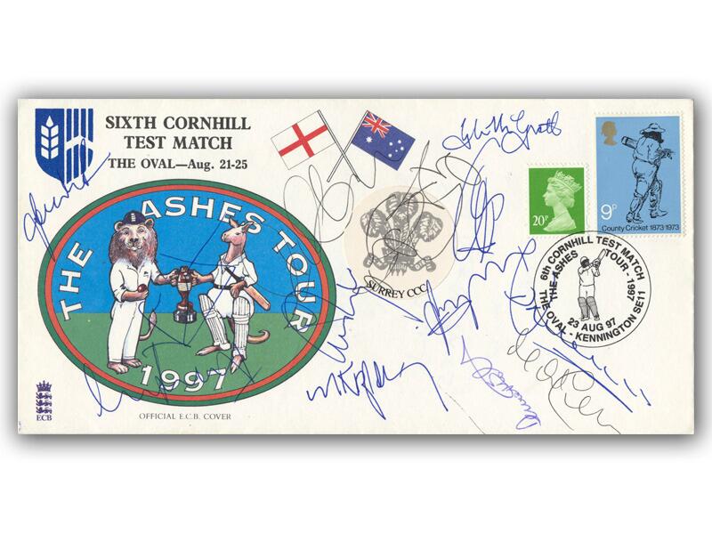 1997 England Ashes team multi signed cover