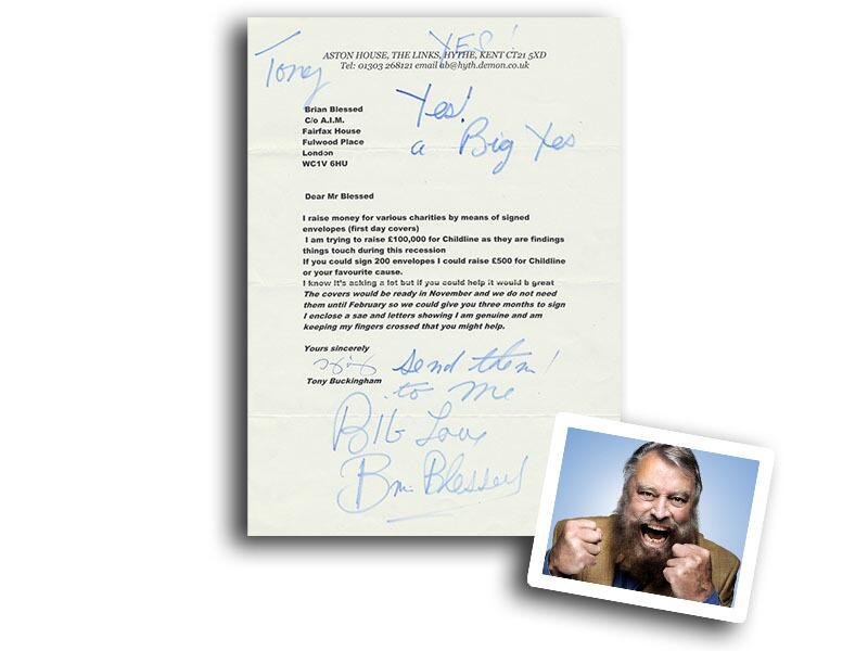 Brian Blessed signed, typed letter