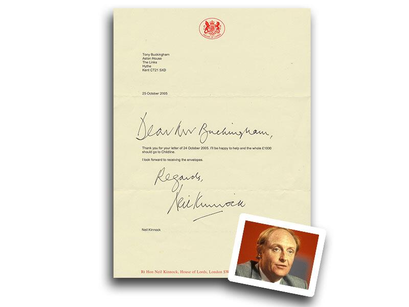 Neil Kinnock signed, House of Lords Typed Letter