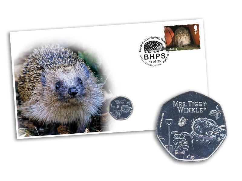 Hedgehog Society Coin Commemorative, Beatrix Potter Mrs Tiggywinkle 50p
