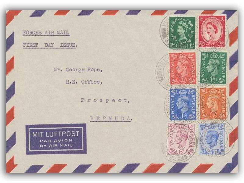 1952 1½d & 2½d Wildings, Field Post Office 382 CDS