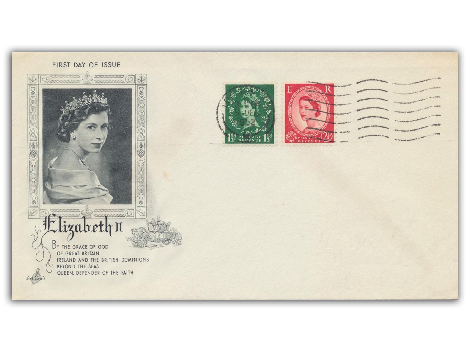1952 1½d & 2½d Wildings, Artcraft Cover