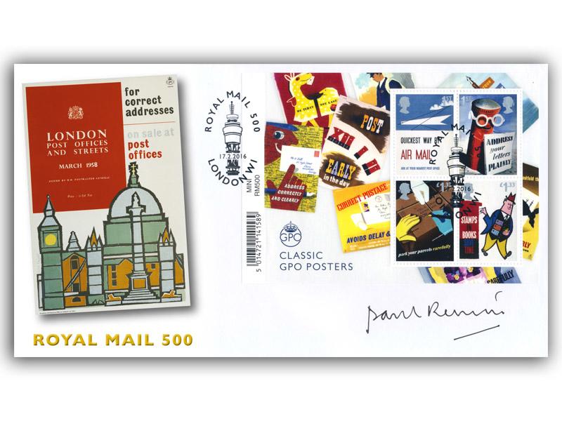 2016 Royal Mail, Barcode miniature sheet, signed by Dr Paul Rennie
