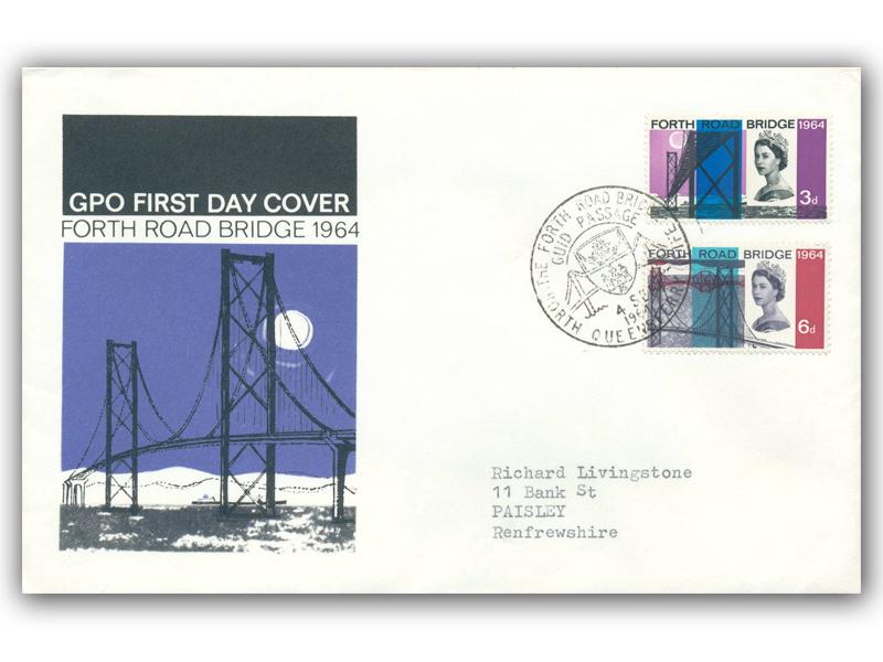 1964 Forth Road Bridge, phosphor, North Queensferry postmark