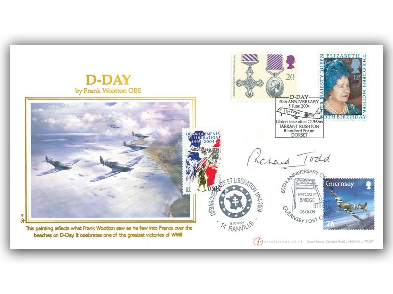 D-Day 60th Anniversary, Triple postmark, signed by Richard Todd